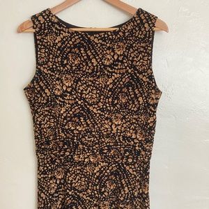 Coldwater Creek Brown and Black Printed Sleeveless Midi Dress Size 10